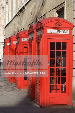 Old-fashioned red telephone boxes, Broad Court, near the Royal Opera House, Covent Garden, London, WC2, England