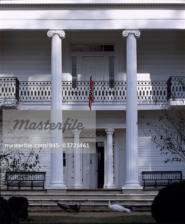 Waverley, Columbus, Mississippi, 1852. Entrance portico of Plantation House. Architects: Charles I. Pond