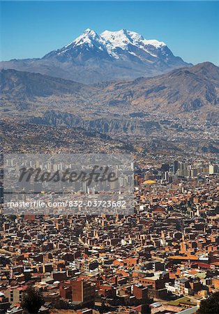 Illimani peak and cityscape