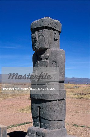 Ponce Monolith in der Kalasasaya auf Tiahuanaco, Close Up