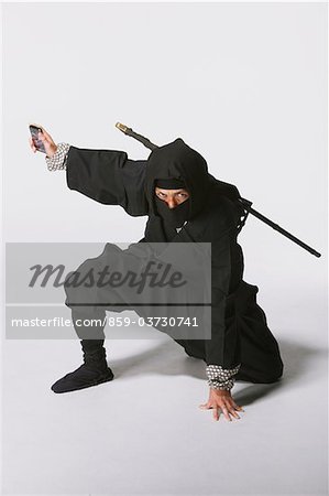 Studio Shot of Ninja on White Background