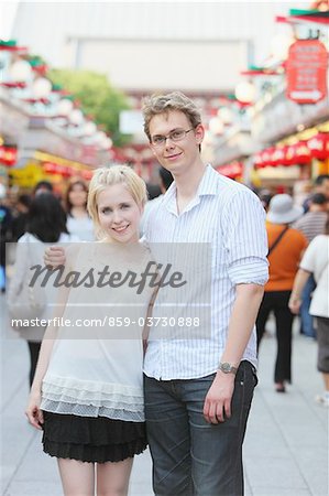 Young Couple Sightseeing In Japan