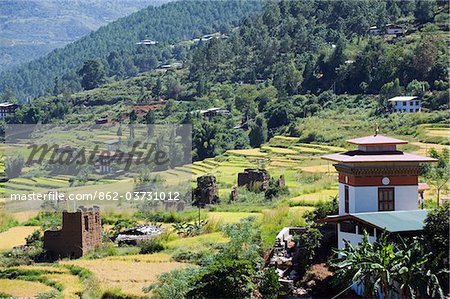 Ruines d'Asie, Bhoutan, de l'abandon des maisons des personnes décédées