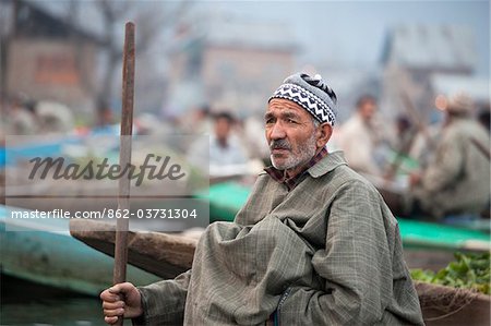 The floating vegetable market at Dal Lake in Srinagar, Kashmir, India