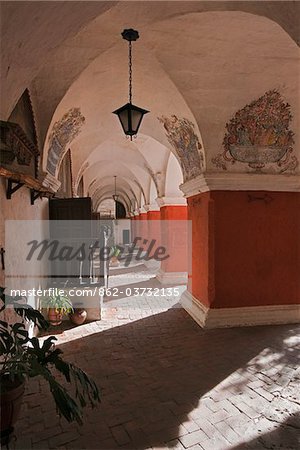 Peru, A vaulted walkway in the magnificent Santa Catalina Convent, founded in 1580.