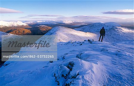Traversing the  Aonach Eagach Ridge above Glencoe, Scottish Highlands