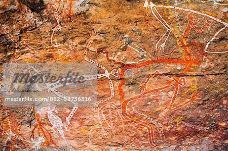 Australia, Northern Territory, Kakadu National Park.Indigenous cave painting at the aboriginal rock art site of Nourlangie.(PR)