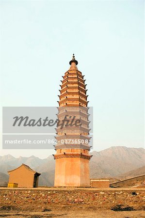 China, Ningxia Province, Baishikou near Yinchuan, one of the Twin Pagodas