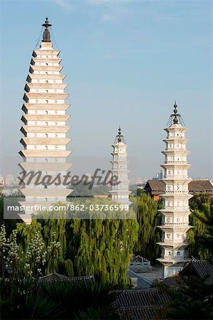 China, Beijing, Ethnic Minorities Park, a copy of the Three Pagodas in Dali