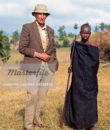 The famous explorer, Wilfred Thesiger, with a Samburu initiate at Maralal in the 1990s.