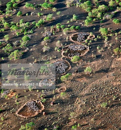 Turkana bergeries sur la chaîne volcanique appelée The Barrier.