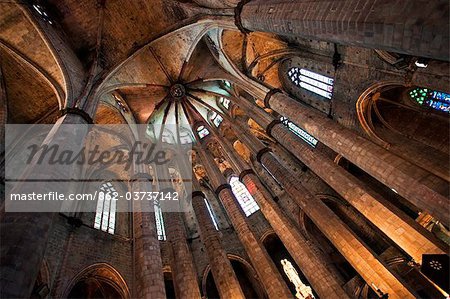 Spain, Cataluna, Barcelona, Sant Pere, Santa Caterina i la Ribera, interior of the Santa Maria del Mar Church.