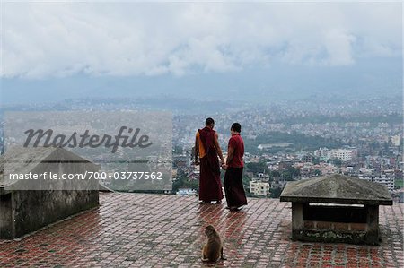 Moines de Swayambhunath, Katmandou, Bagmati, Madhyamanchal, Népal