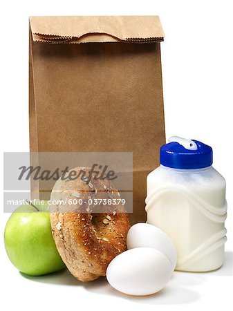 Brown Paper Bag with Food