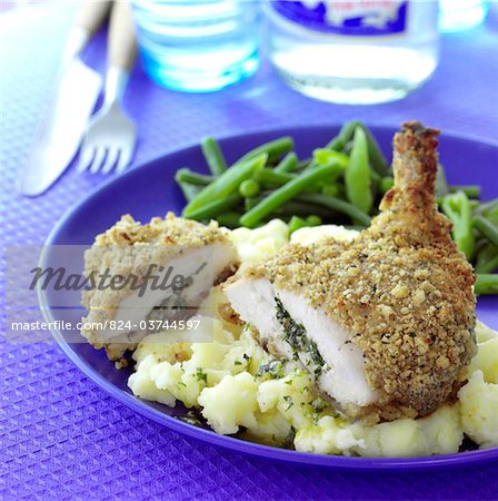 Chicken Kiev and mashed potatoes