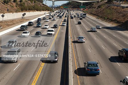 Die Interstate 405 bei Sonnenuntergang Bouledvard, Los Angeles County, Kalifornien, USA
