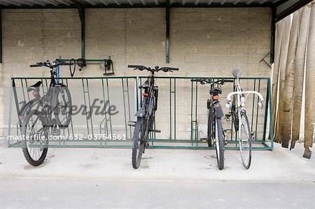 Bicycles parked in sheltered bicycle rack