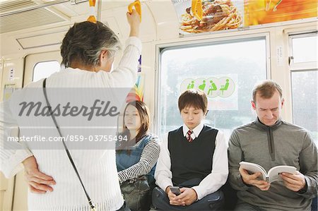 Passengers traveling on a train