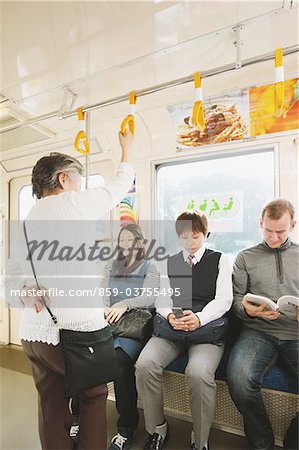 Passengers traveling on a train