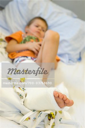 Boy Wearing Cast on Leg