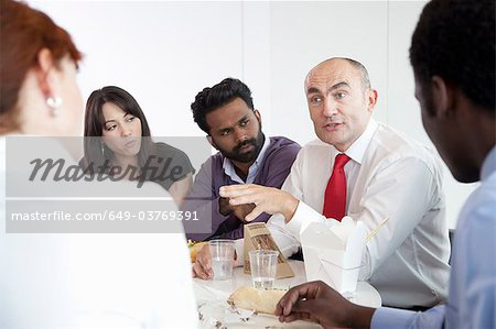 Discussion during business lunch