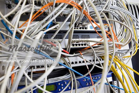 Network cables in a server room