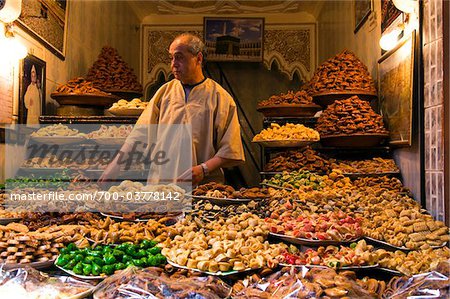 Dried Fruit Seller in the Souk, Medina, Medina, Marrakesh, Morocco