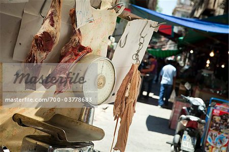 Fleischerei am Vucciria Markt Vucciria District, Palermo, Sizilien, Italien