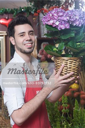 Florist stands with hydrangea