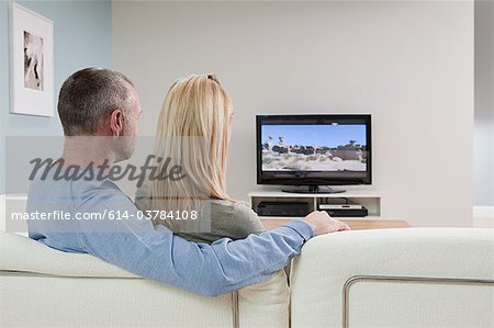 Couple watching television