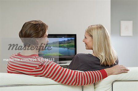 Couple watching television