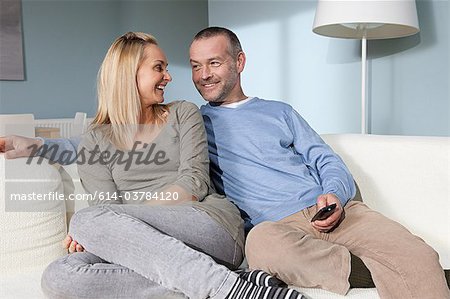 Couple watching television