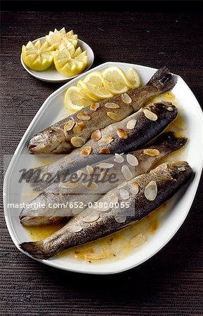 Trout Meunières with thinly sliced almonds