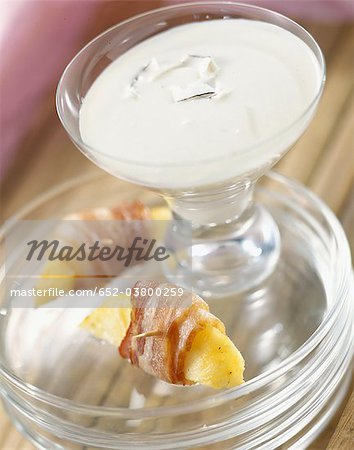 Coconut milk ,pinapple and bacon appetizers