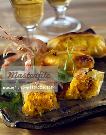 Curried Choucroute filo pastry pies