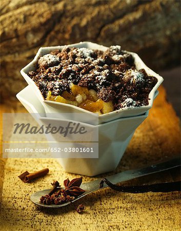 Fruit and chocolate topping crumble