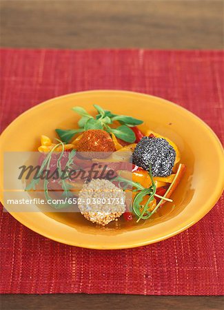 Pepper salad with spicy cheese balls Pepper salad with spicy cheese balls