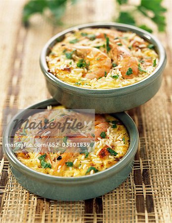 Clafoutis de crevettes et de riz