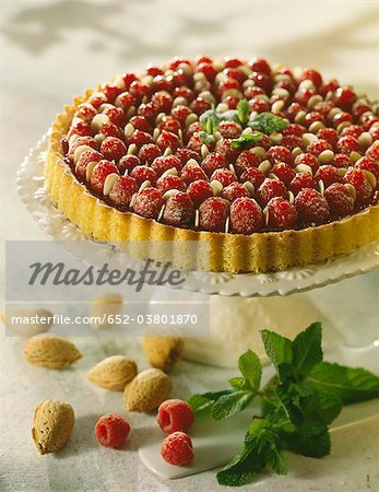 Raspberry and almond tart