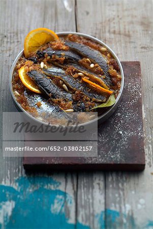 Sardine fillets marinated with orange