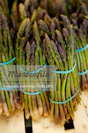 Bunches of green asparagus