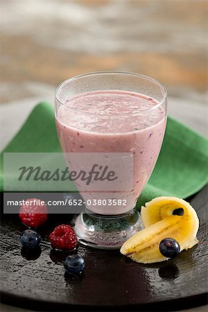 Banana and wild strawberry milkshake Banana and wild strawberry milkshake