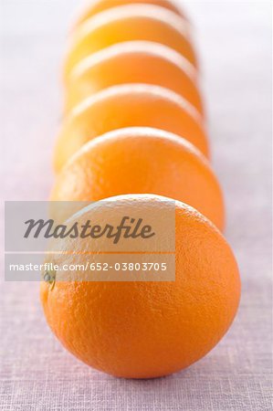 Lined up oranges