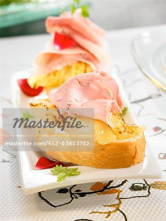 York ham and pineapple open sandwich