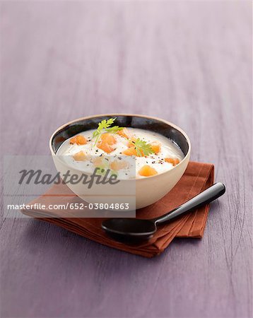 Cream of cauliflower soup with smoked salmon Cream of cauliflower soup with smoked salmon