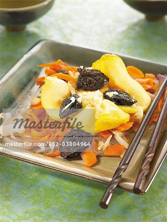 Sweet and sour Nituke with carrots,potatoes,apples and prunes