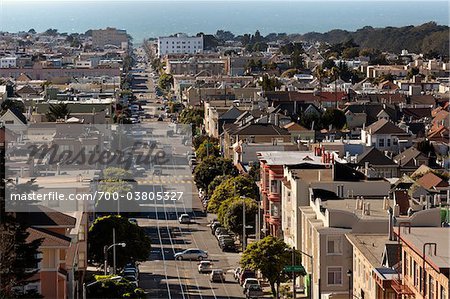Vue de rue de Juda à Ocean Beach, San Francisco, Californie, USA