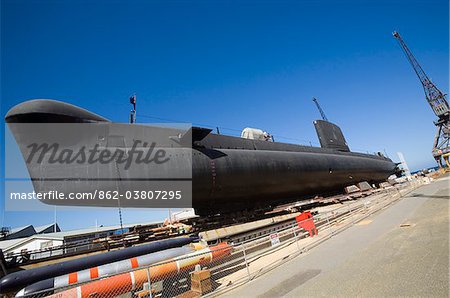 Fremantle, Australie-occidentale, l'Australie. Western Australian Maritime Museum. Les HMAS fours - un ancien sous-marin de la Royal Australian Navy la classe Oberon - à la Western Australian Maritime Museum.