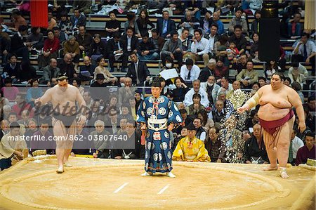 Asia, Japan, Kyushu, Fukuoka city, Fukuoka Sumo competition, bout rituals, Kyushu Basho