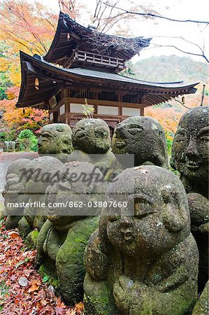 Asia, Japan. Kyoto, Sagano, Arashiyama, Otagi Nenbutsu dera temple, stone images